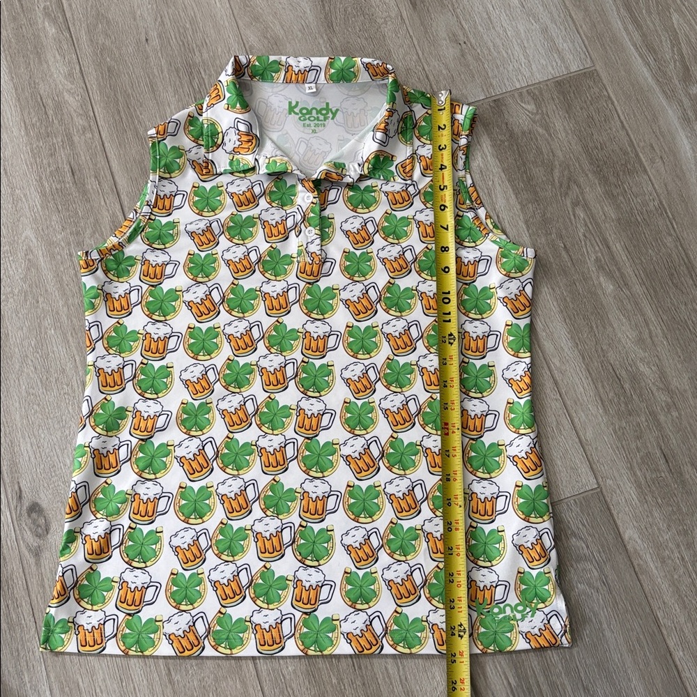 Kandy Golf St. Patrick’s Beer Horseshoe Clover Tank Polo Top Size XL - Picture 8 of 9